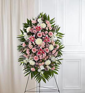 Pink & White Sympathy Standing Spray – Blooms By Vickrey, Camp Hill PA