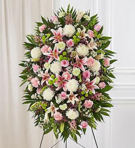 Pastel Sympathy Standing Spray – Blooms By Vickrey, Camp Hill PA