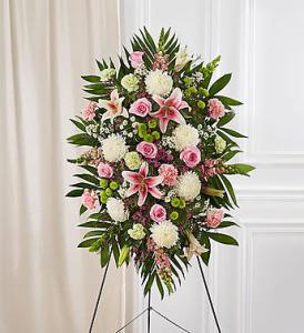 Pastel Sympathy Standing Spray – Blooms By Vickrey, Camp Hill PA