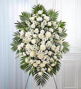 White Sympathy Standing Spray – Blooms By Vickrey, Camp Hill PA