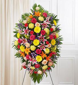 Bright Sympathy Standing Spray – Blooms By Vickrey, Camp Hill PA
