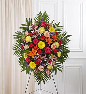 Bright Sympathy Standing Spray – Blooms By Vickrey, Camp Hill PA