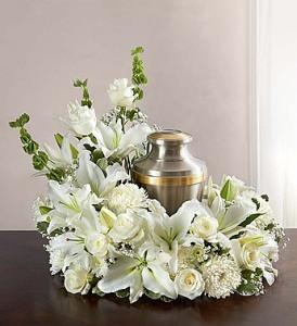 Cremation Wreath-All White – Blooms By Vickrey, Camp Hill PA