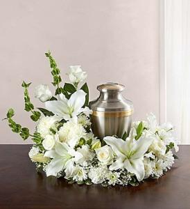 Cremation Wreath-All White – Blooms By Vickrey, Camp Hill PA