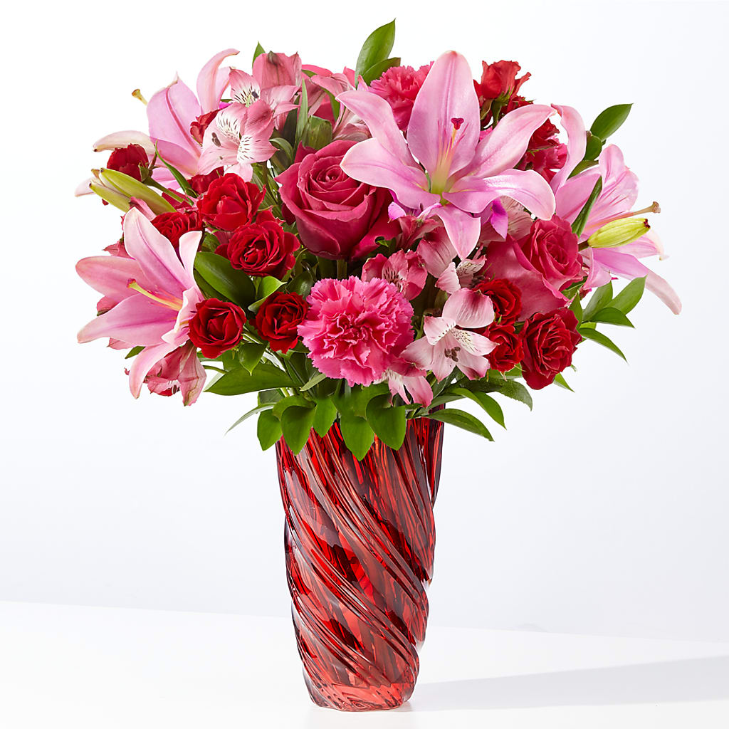 In Love Bouquet with Luxe Swirl Vase – Blooms By Vickrey, Camp Hill PA