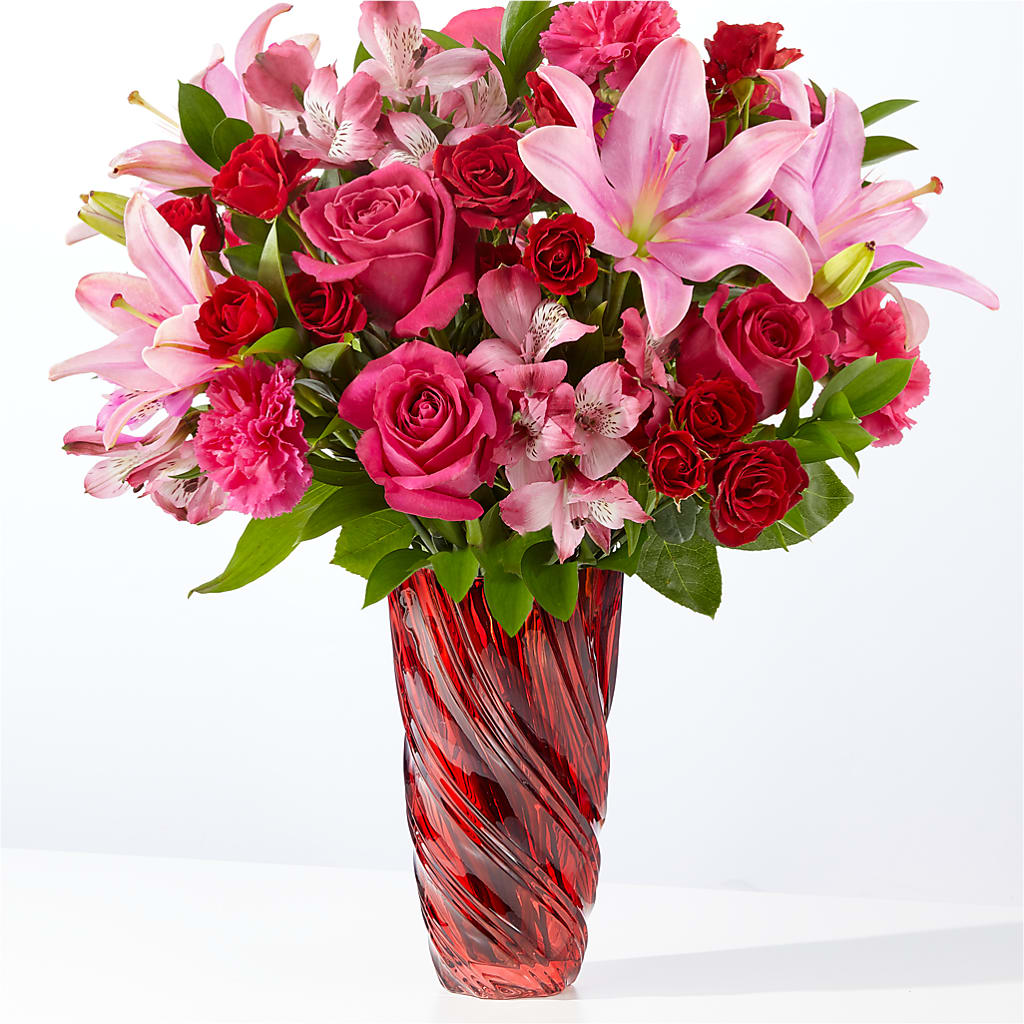In Love Bouquet with Luxe Swirl Vase – Blooms By Vickrey, Camp Hill PA