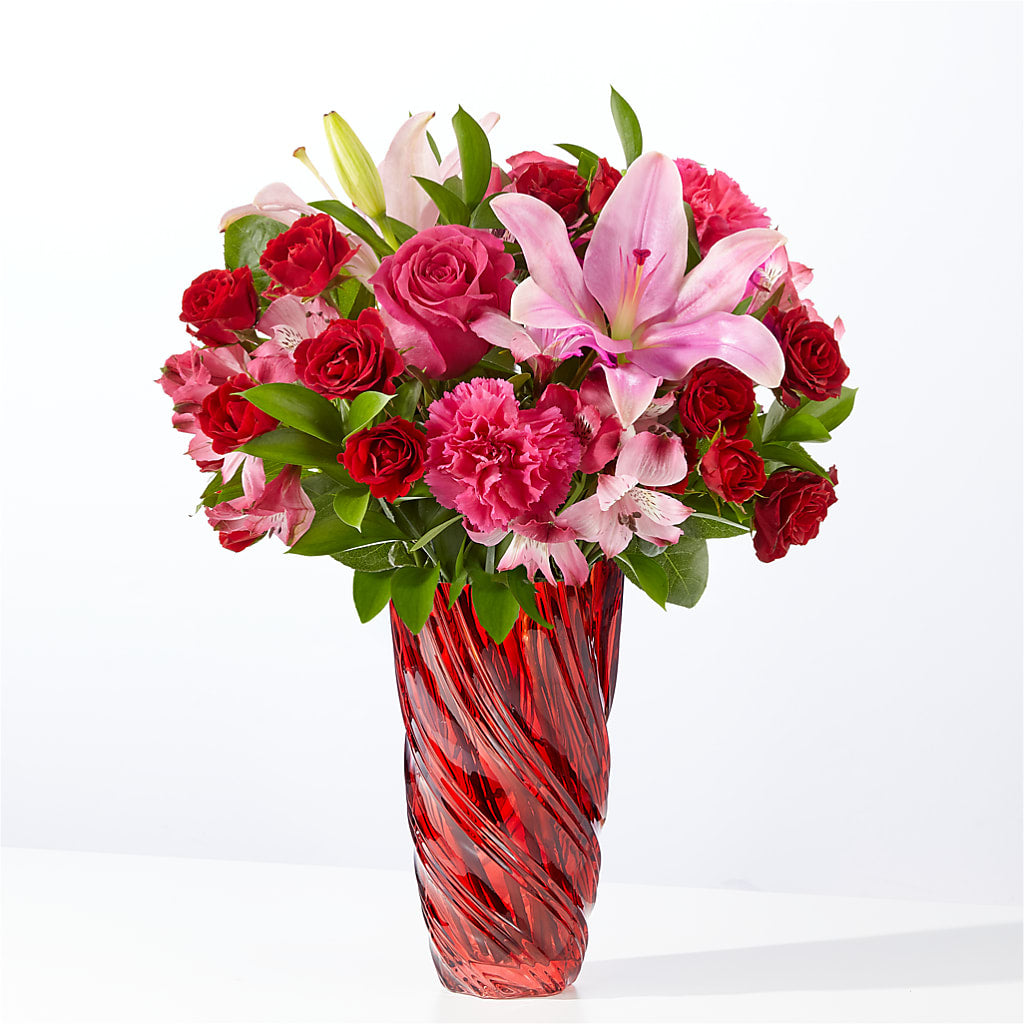 In Love Bouquet with Luxe Swirl Vase – Blooms By Vickrey, Camp Hill PA