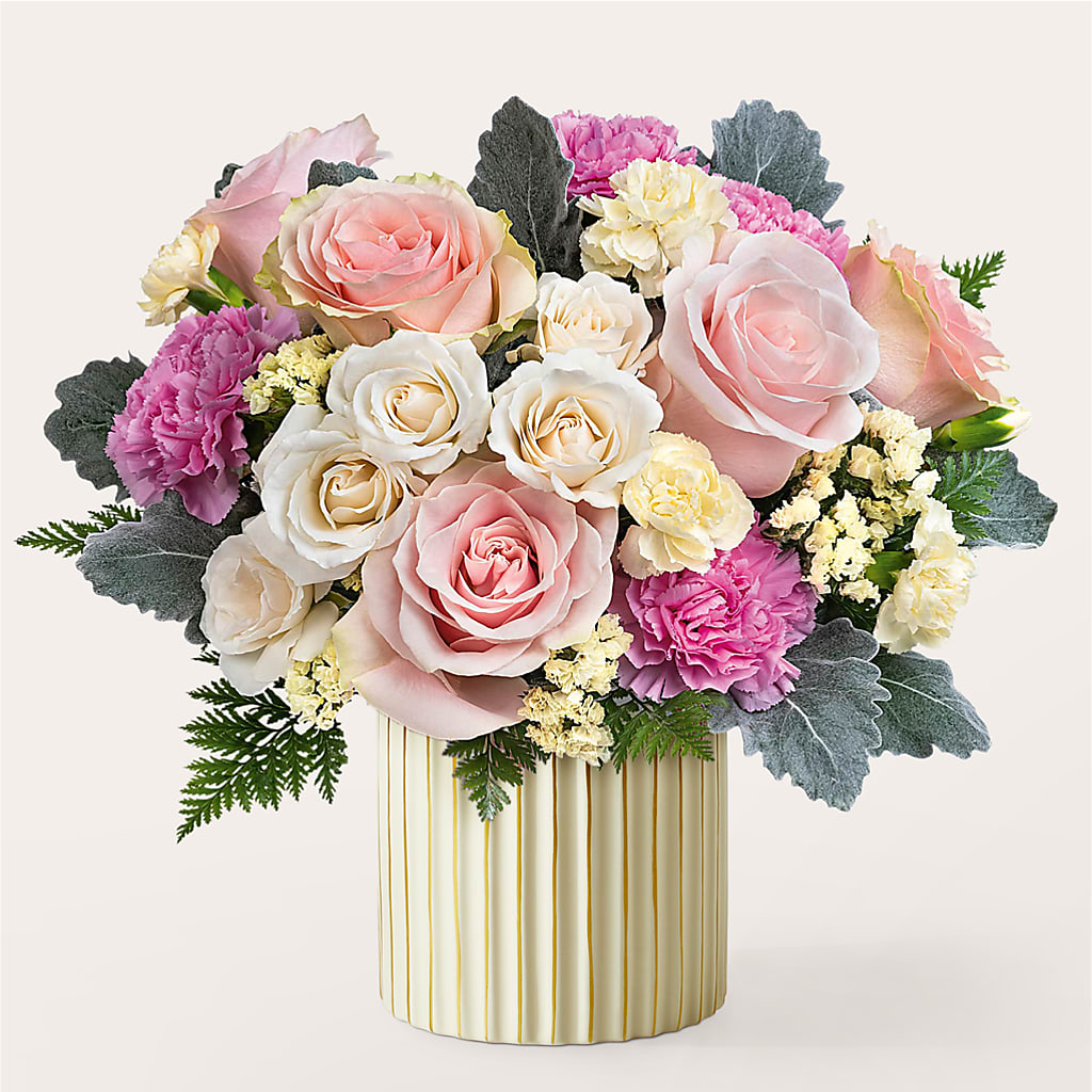 Blissful Moments Bouquet with Ivory Vase – Blooms By Vickrey, Camp Hill PA