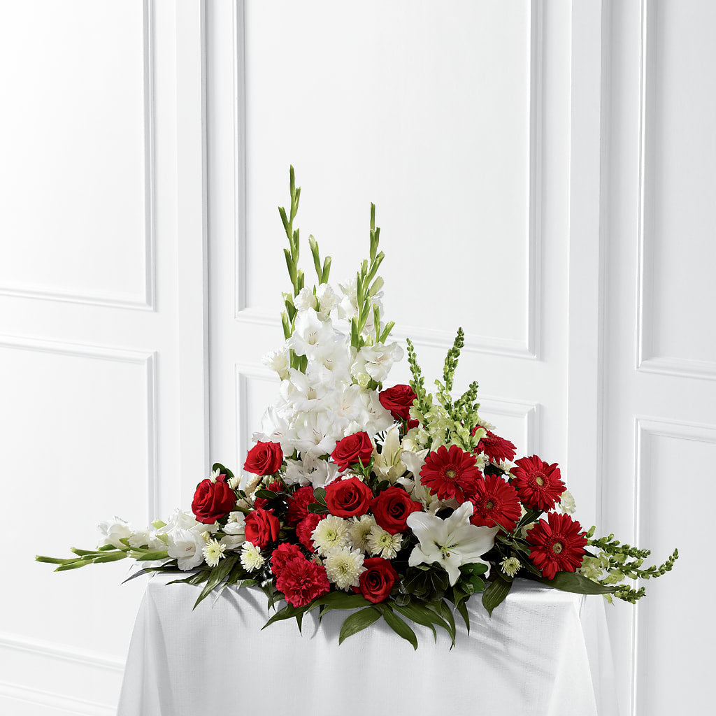 Crimson & White Arrangement – Blooms By Vickrey, Camp Hill PA