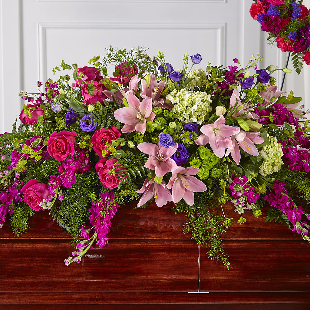Radiant Tribute Casket Spray – Blooms By Vickrey, Camp Hill PA