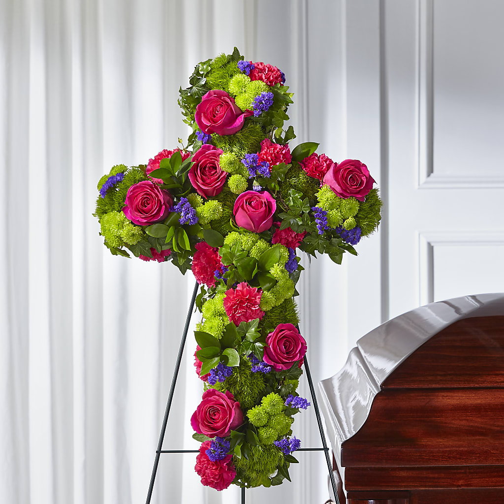 Tribute Rose Floral Cross – Blooms By Vickrey, Camp Hill PA