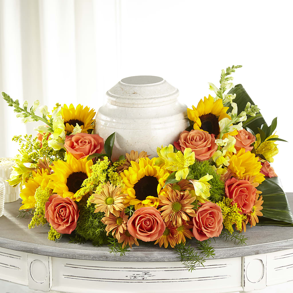 Faithful Sunflower Cremation Adornment – Blooms By Vickrey, Camp Hill PA