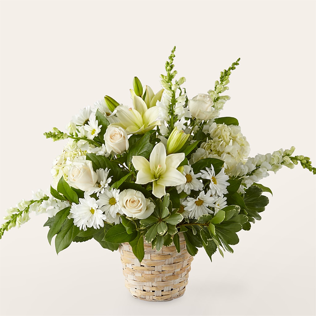Ivory Elegance Floral Basket – Blooms By Vickrey, Camp Hill PA