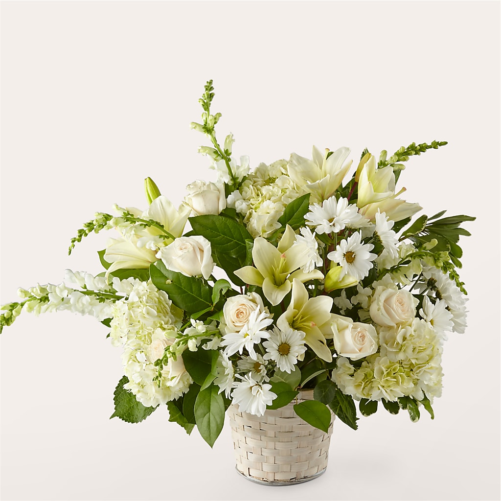 Ivory Elegance Floral Basket – Blooms By Vickrey, Camp Hill PA