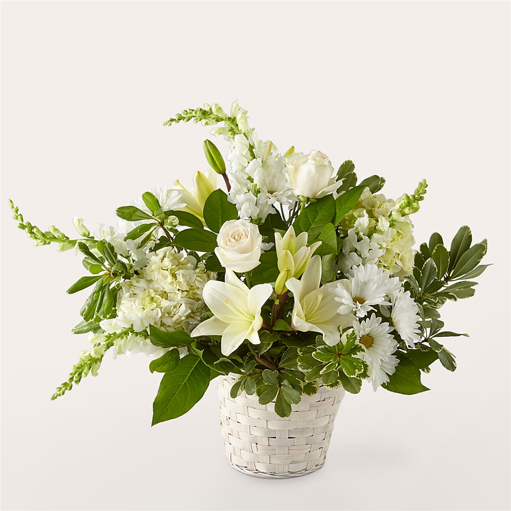 Ivory Elegance Floral Basket – Blooms By Vickrey, Camp Hill PA