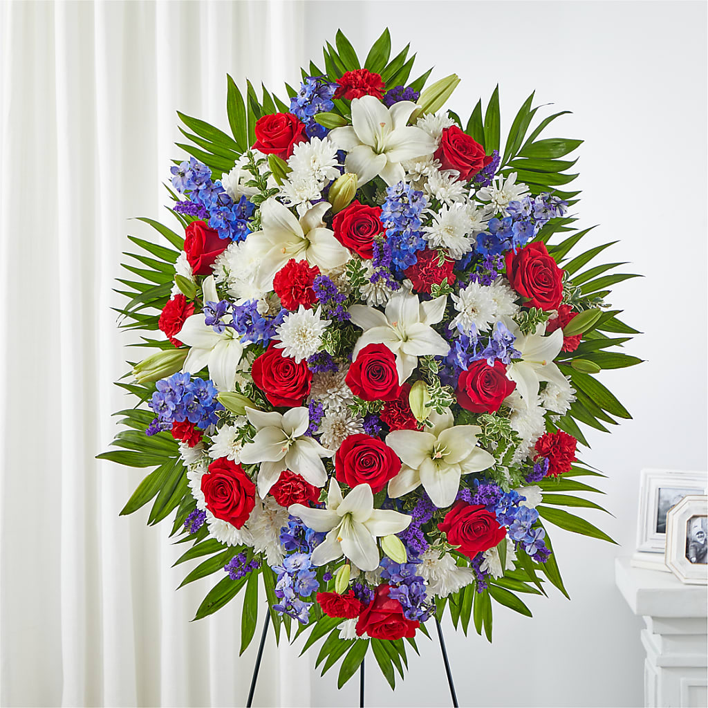 Cherished Service Standing Spray – Blooms By Vickrey, Camp Hill PA