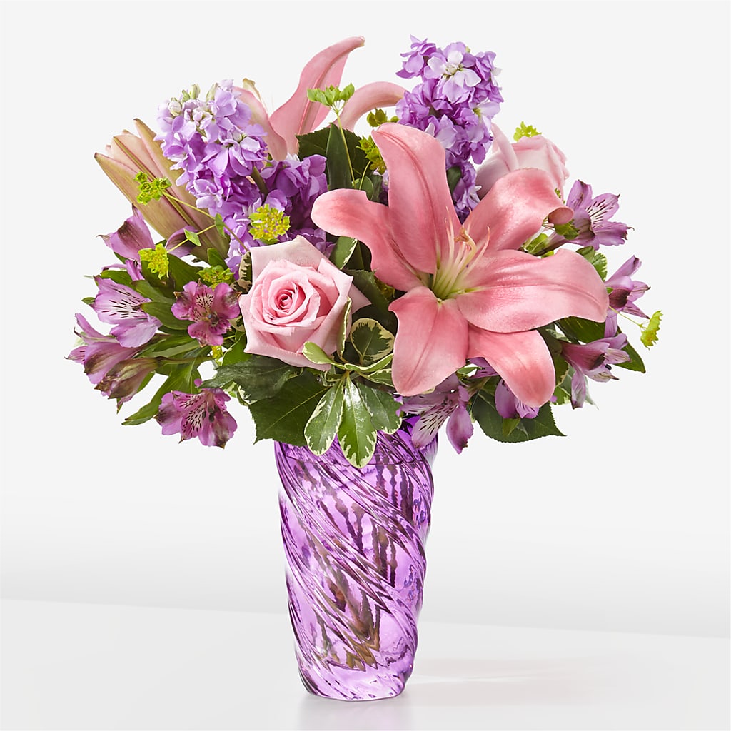 Precious Petals Bouquet with Luxe Swirl Vase – Blooms By Vickrey, Camp Hill PA