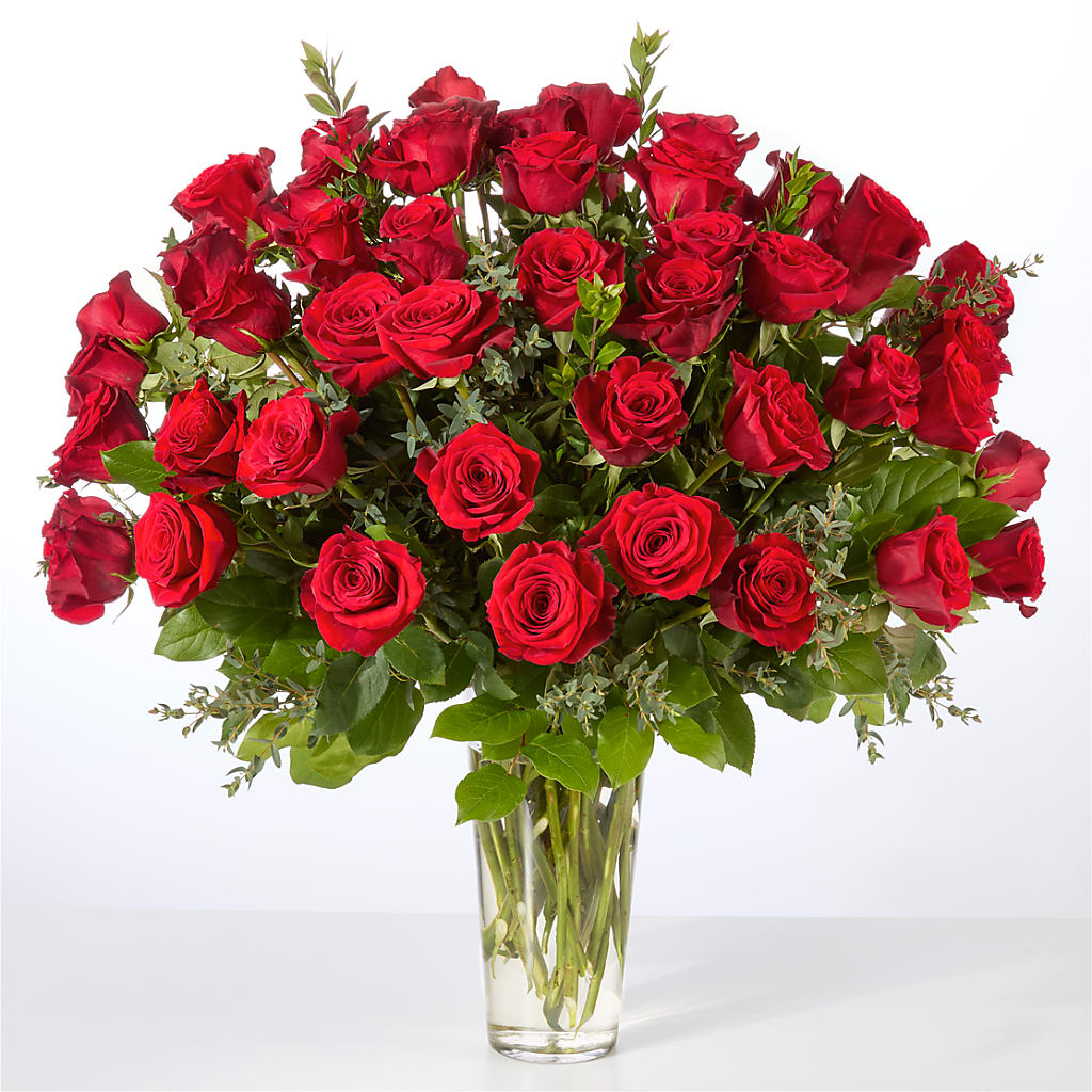 Forever Yours Fifty Stem Red Rose Bouquet – Blooms By Vickrey, Camp Hill PA