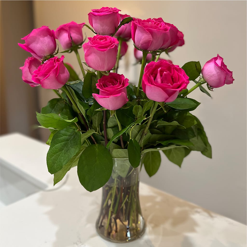 Long Stem Pink Rose Bouquet –  Blooms By Vickrey, Camp Hill PA