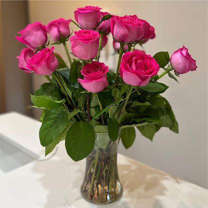 Long Stem Pink Rose Bouquet –  Blooms By Vickrey, Camp Hill PA
