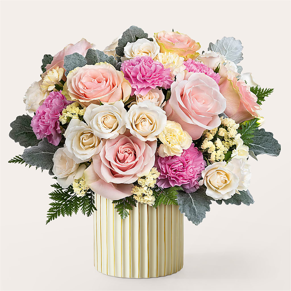 Blissful Moments Bouquet with Ivory Vase –  Blooms By Vickrey, Camp Hill PA