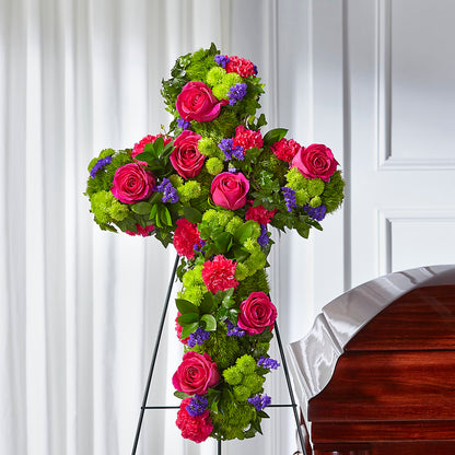 Tribute Rose Floral Cross –  Blooms By Vickrey, Camp Hill PA