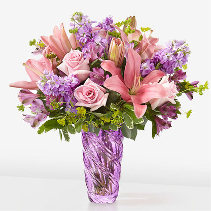 Precious Petals Bouquet with Luxe Swirl Vase –  Blooms By Vickrey, Camp Hill PA
