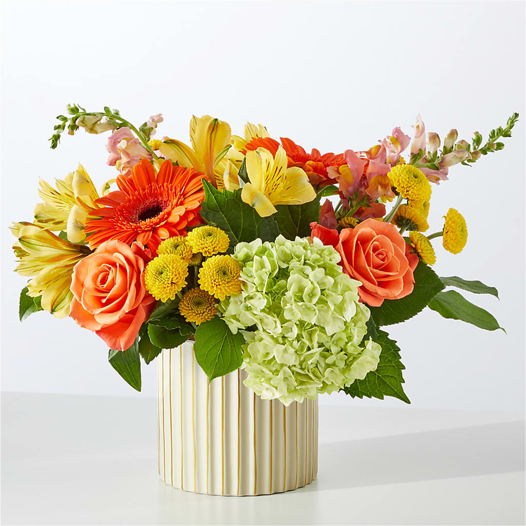 Autumn Sunshine Bouquet with Ivory Vase –  Blooms By Vickrey, Camp Hill PA