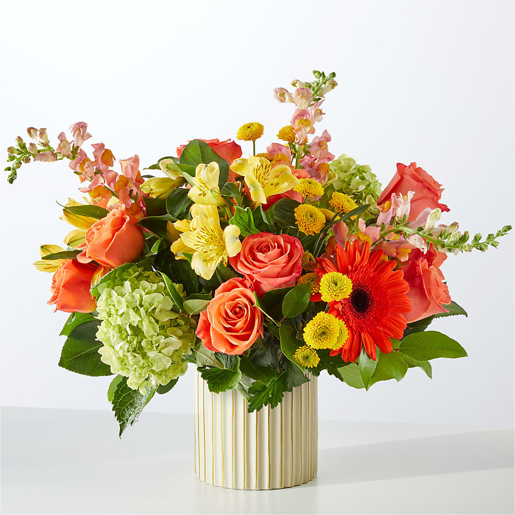 Autumn Sunshine Bouquet with Ivory Vase –  Blooms By Vickrey, Camp Hill PA