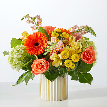 Autumn Sunshine Bouquet with Ivory Vase –  Blooms By Vickrey, Camp Hill PA