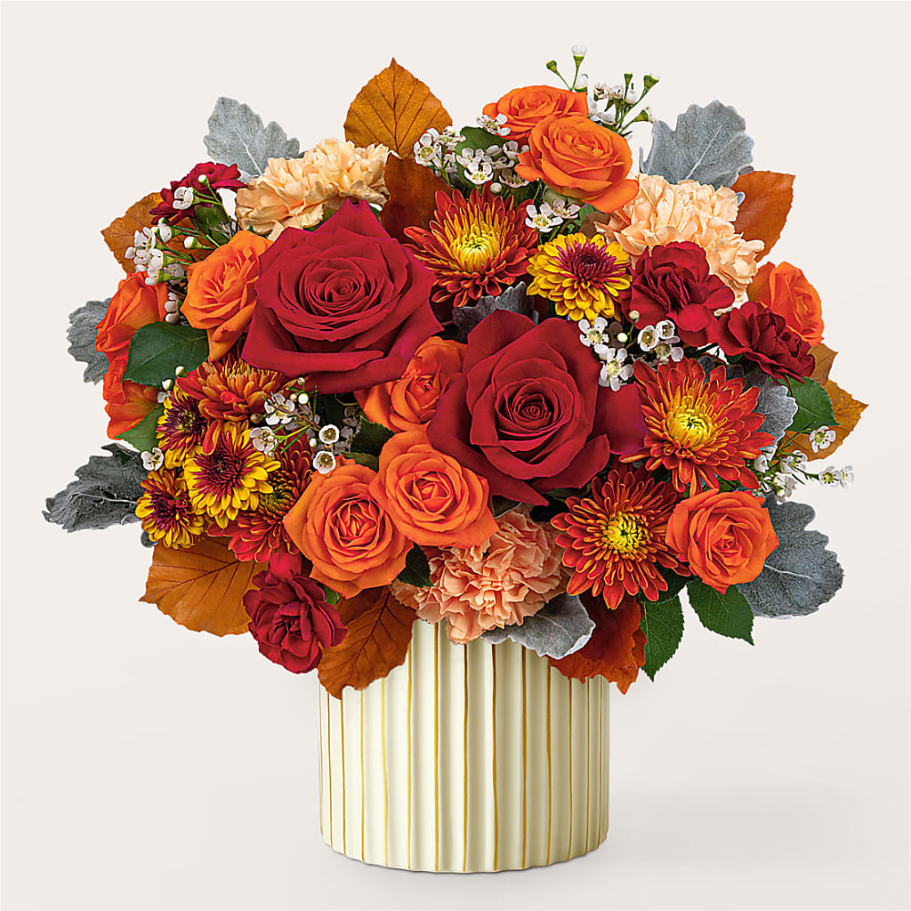 Merlot Bouquet with Ivory Vase –  Blooms By Vickrey, Camp Hill PA