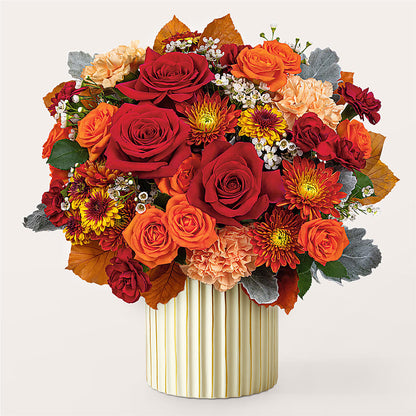 Merlot Bouquet with Ivory Vase –  Blooms By Vickrey, Camp Hill PA