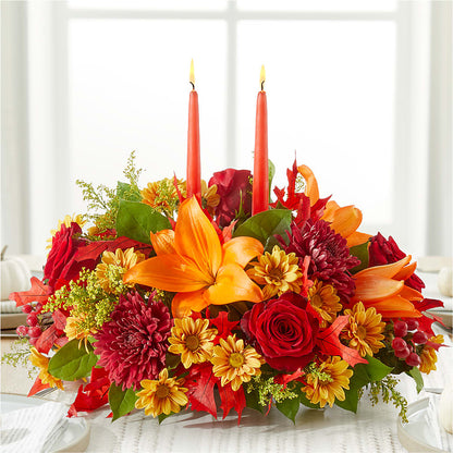Autumn's Embrace Centerpiece –  Blooms By Vickrey, Camp Hill PA