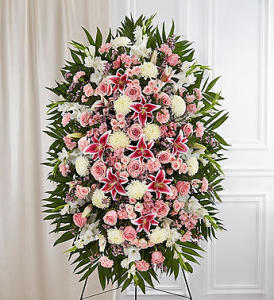 Pink & White Sympathy Standing Spray