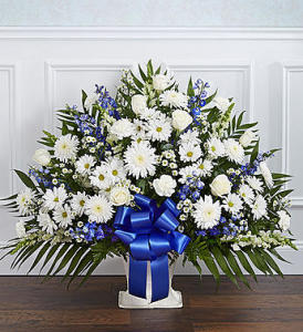 Heartfelt Tribute Floor Basket-Blue & White