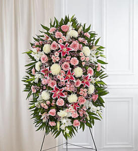 Pink & White Sympathy Standing Spray